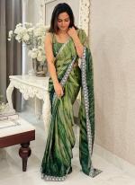 Rangoli Prizam Print Green Party Wear Sequins Work Saree